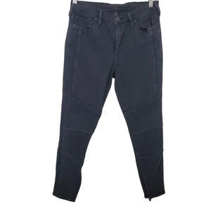 TRUE RELIGION | MOTO SWEATPANT BIKER JEANS LOGO STRETCH BLACK WASHED WOMEN SMALL